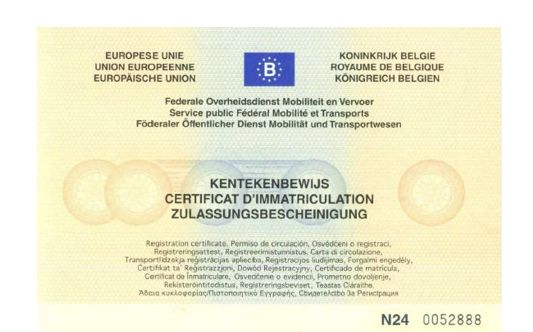 belgijski dowód rejestracyjny