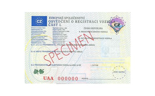 czeski dowód rejestracyjny