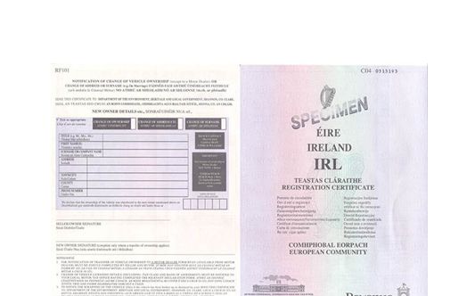 irlandzki dowód rejestracyjny